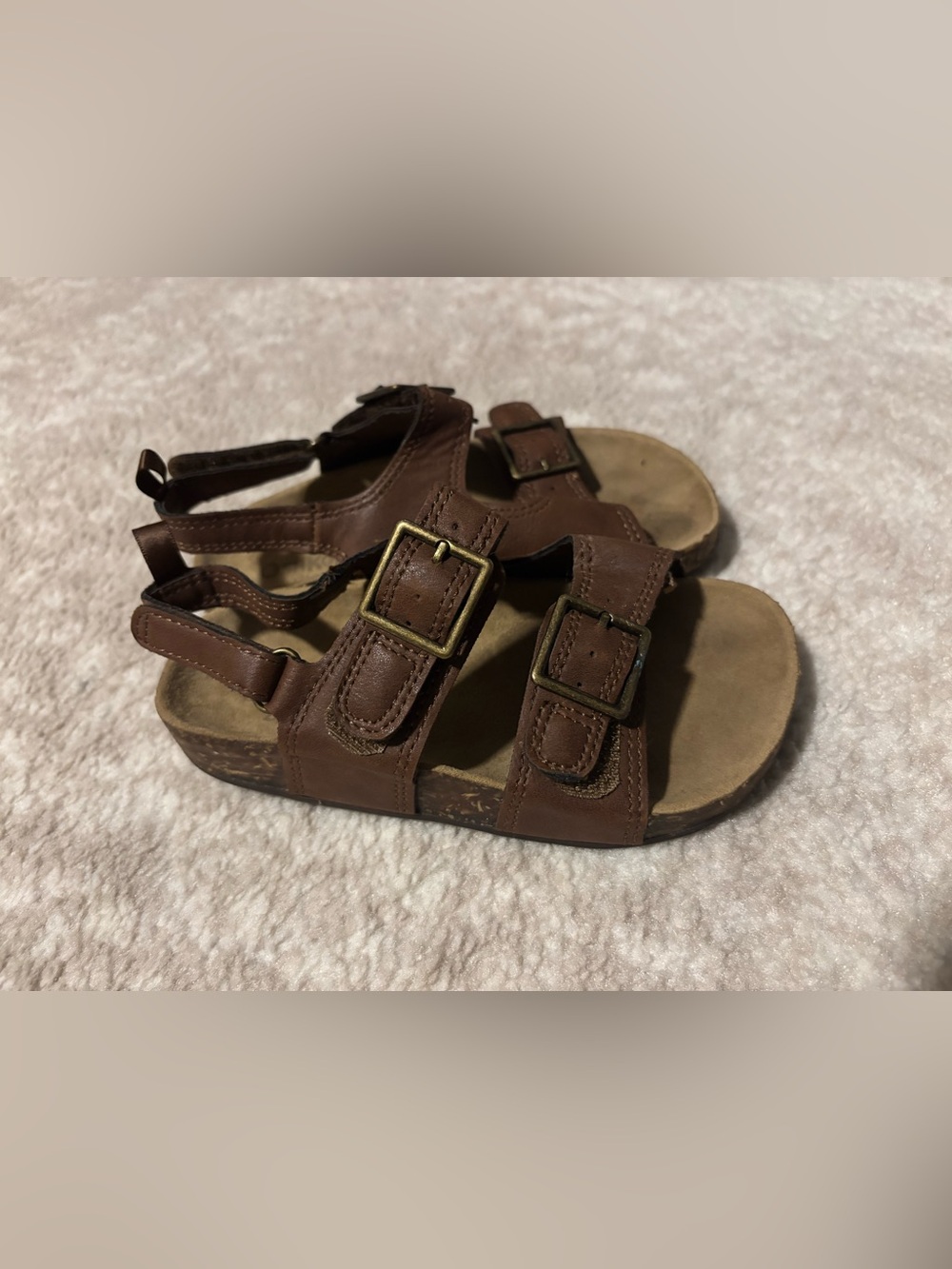 Kids Sandals Tan Brown Double Buckle Sandal - Size 11